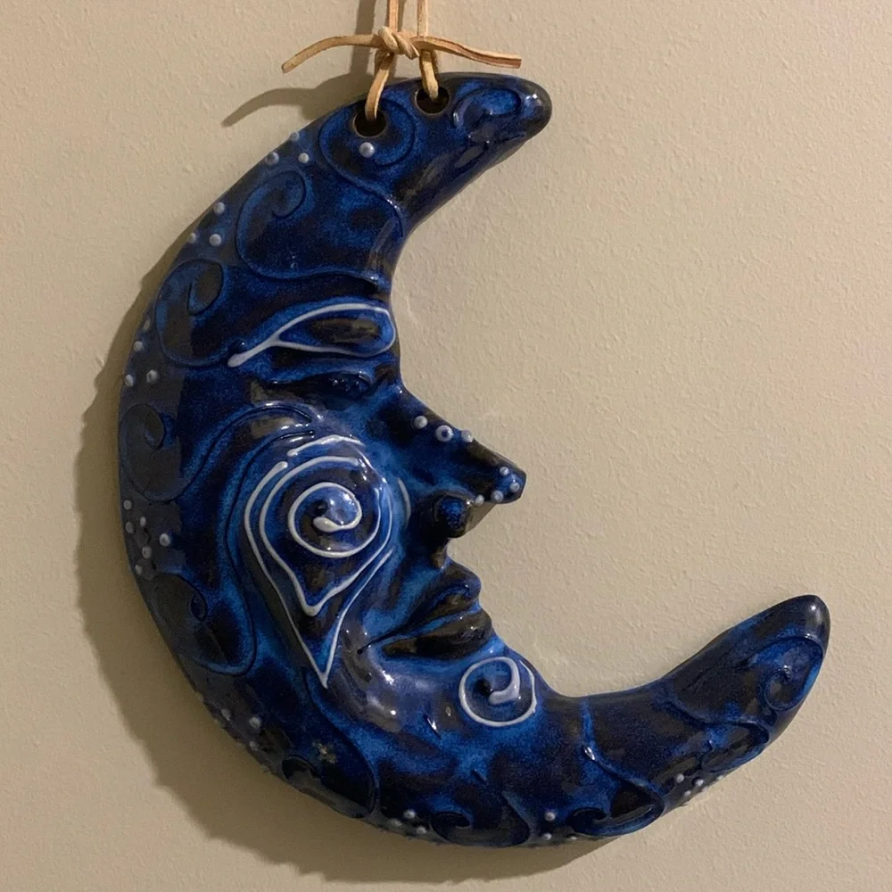 Handmade Pottery Quarter Moon Wall Hanging - Picture 4 of 14